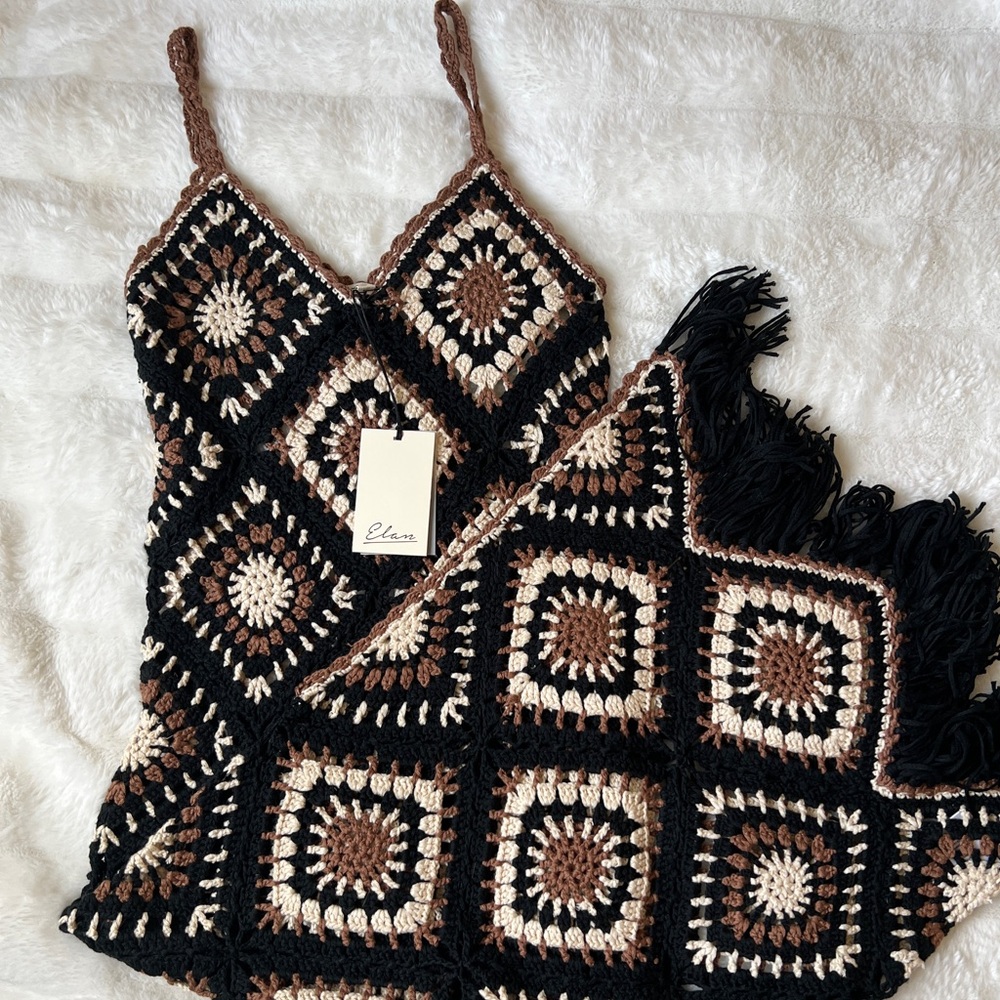 Elan long crochet tassel dress